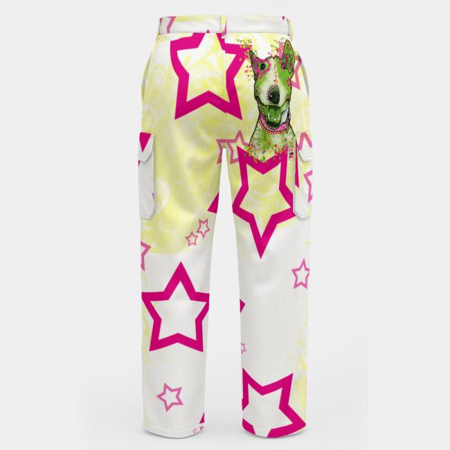 Cargohose mit Bärbel - Hose, lang oder kurz, bunt, 100% Polyester, Grösse S-5XL, fester Stoff, Normale Passform, Mischling, Mix, Bullterrier, Bärbel